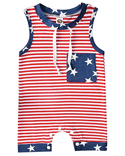 Image of Aalizzwell Baby Boy Romper Newborn Infant Sleeveless Short Romper One Piece Active Summer Clothes