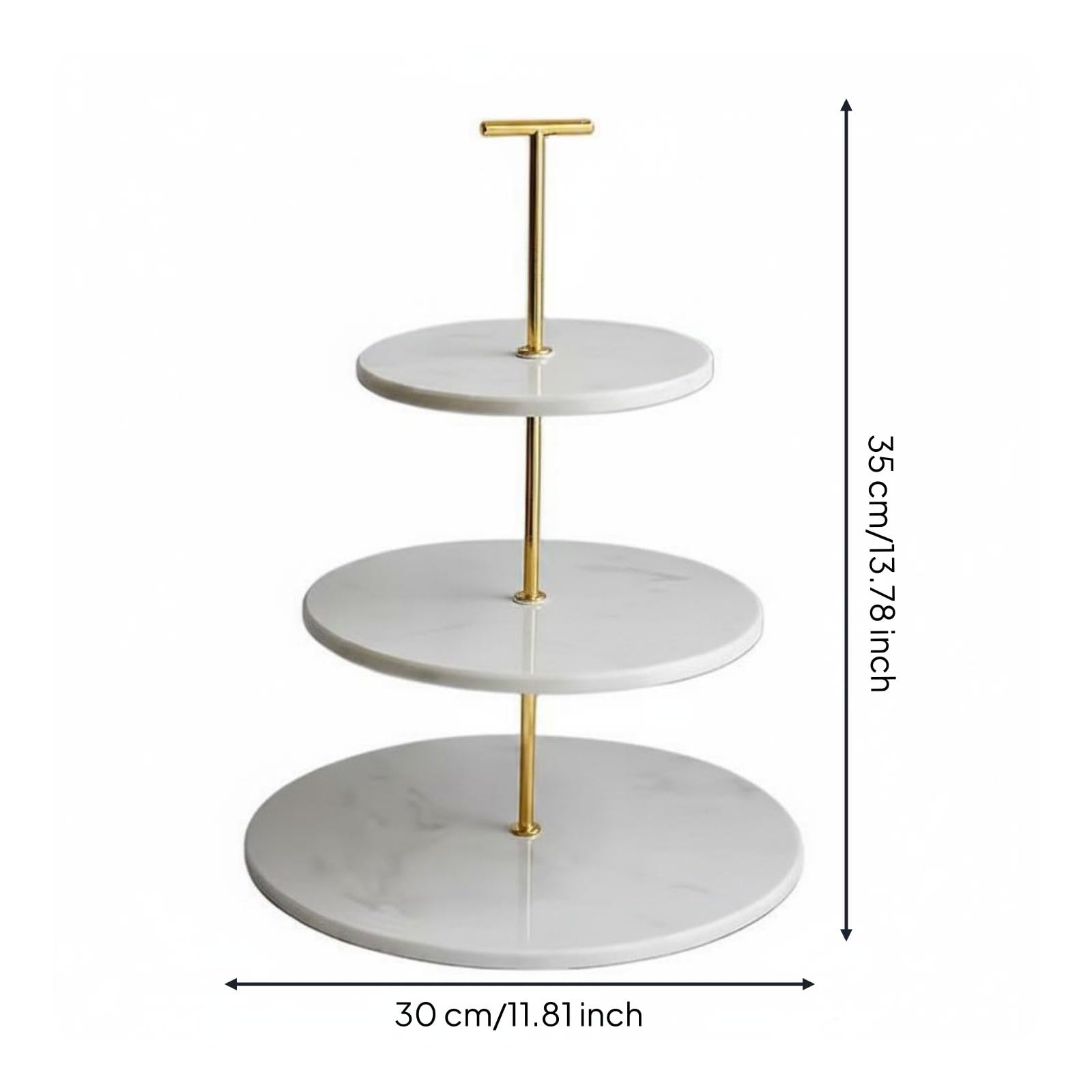 rockible Soporte para Postres de 3 Niveles Expositor Bandeja Espacio y Porciones con Poste Central de Metal Adecuado para Celebraciones Comuniones Recepciones Cafeterías, White