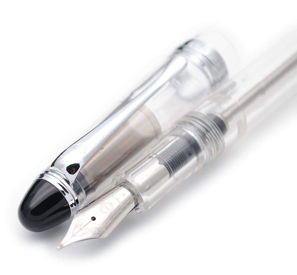 czxwyst 699 Negative Pressure Vaccum Filling Fountain Pen Original Box (Transparent with Silver Clip, Fine Nib 0.5mm)