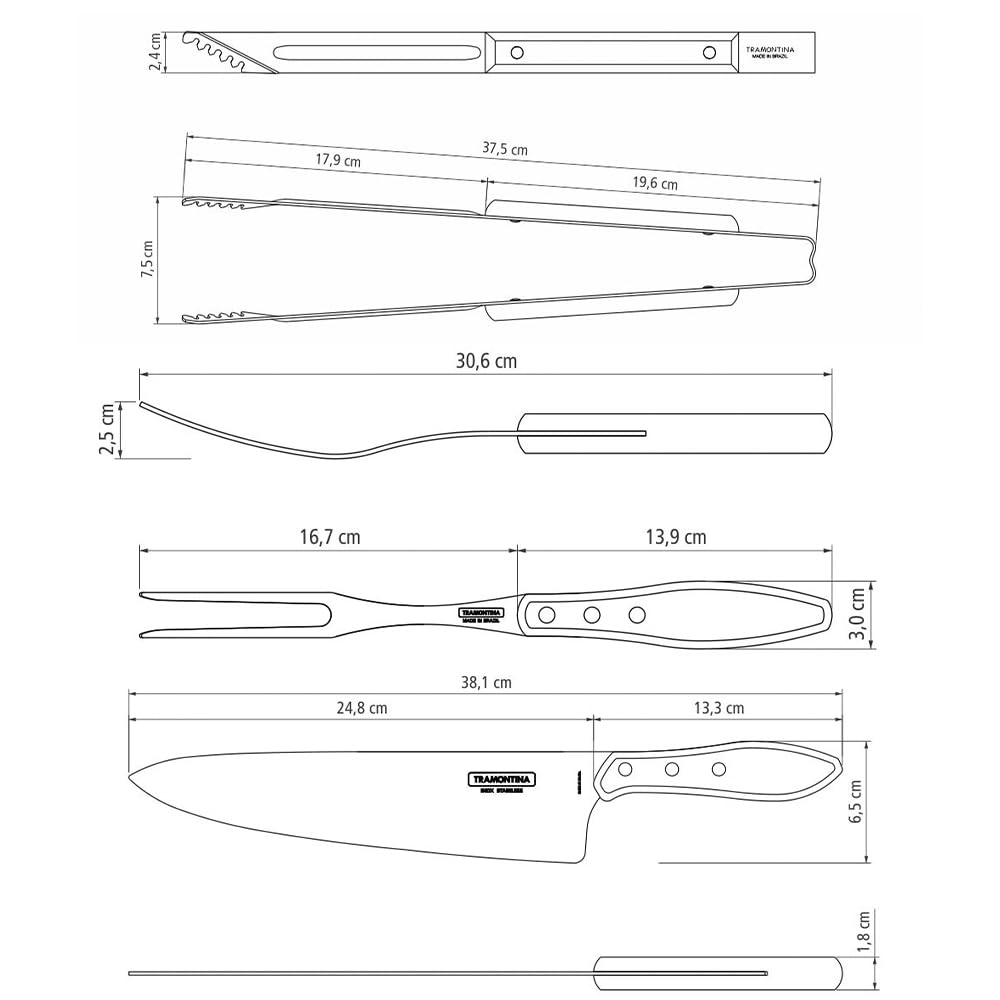 Tramontina Valigetta Utensili Posate per la Carne/BBQ Polywood 17 pezzi