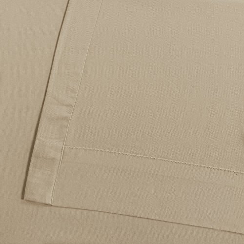 Image of HPD Half Price Drapes Solid Tie Top Cotton Curtains 108 Inches Long (1 Panel) Luxury Light Filtering Curtains for Living Room, Modern Semi Sheer Curtain for Bedroom, 50W X 108L, Shaker Beige