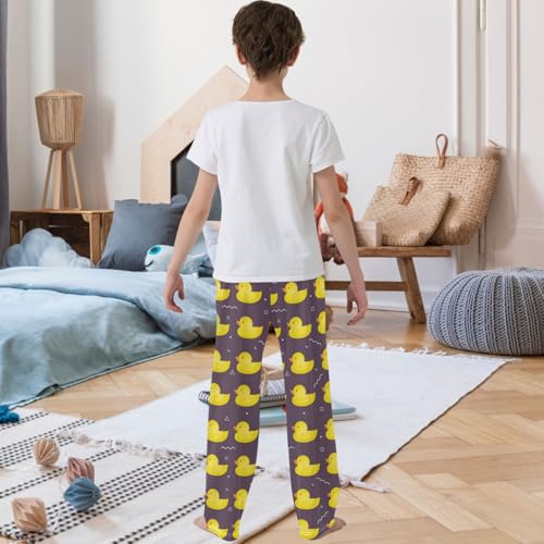 Boy's Pants Yellow Rubber Duck Swimming Jogger Pants Elastic Waist Long Bottoms Trousers with Pockets 6-14 Years3