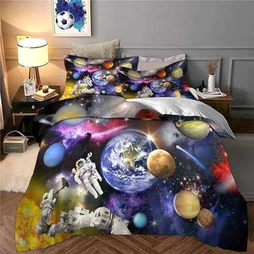 Housse de couette espace 135x200 parure lit galaxie single