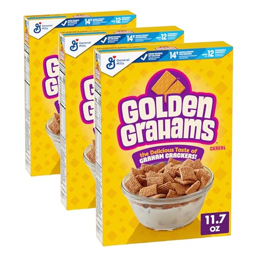 Image of Golden Grahams Breakfast Cereal, Graham Cracker Taste, Whole Grain, 11.7 oz (Pack of 3)