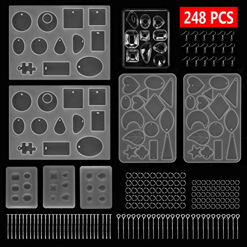 GIEMSON 248 Pcs Resin Casting Molds and Tools Set Jewelry Molds DIY Jewelry Craft Making Molds