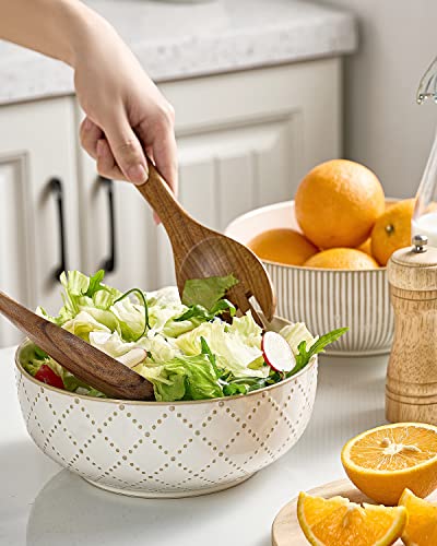 getstar 8-Inch Large Ceramic Salad Bowls Set of 2 - Microwave & Dishwasher Safe Farmhouse Design