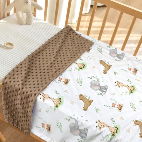 Image of BORITAR Baby Blanket for Boys Girls Soft Plush Minky Fabric with Dotted Backing, Lovely Woodland Design Blanket for Toddler Newborn 30 x 40 Inch(75x100cm)
