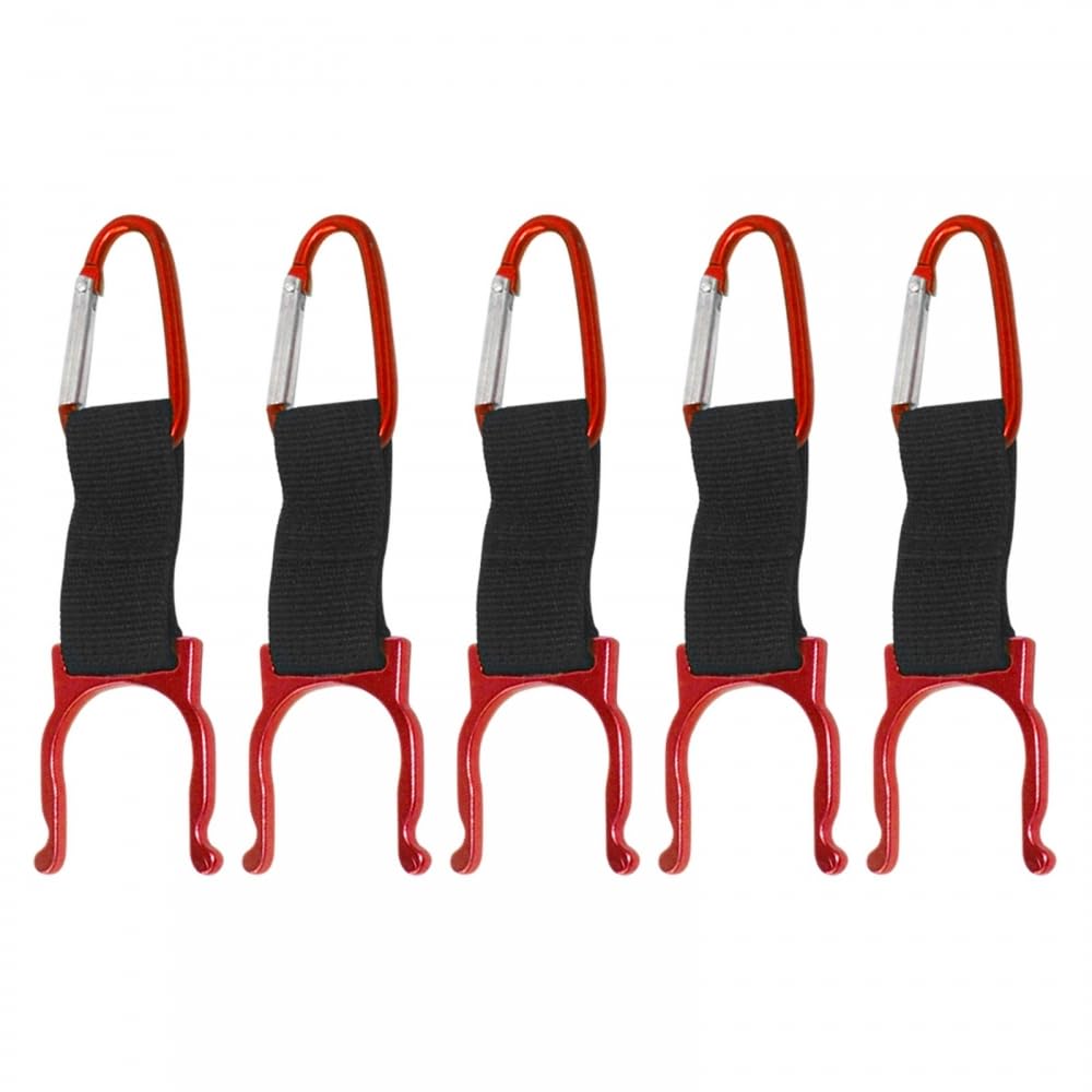 MiOYOOW 5PCS Water Bottle Buckle, Sports Bottle Drink Buckle Hook with Carabiner Clip for Hiking Camping Fishing
