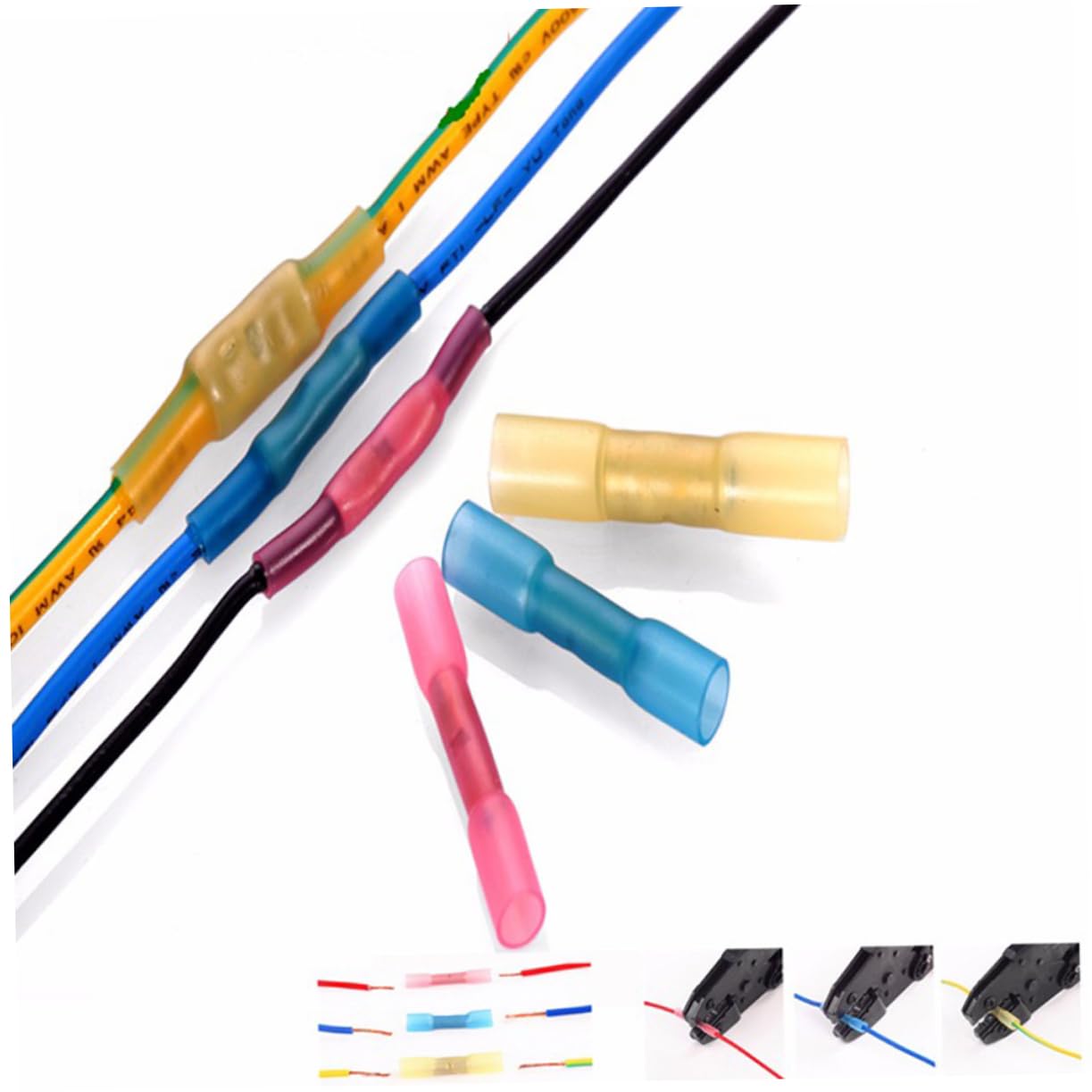 KICHOUSE 100 Pcs Heat Shrink Terminals Electrical Connectors Crimp Connectors for Wiring