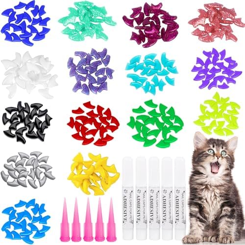 VICTHY 100pcs Cat Nail Caps, Colorful Pet Cat Soft Claws Nail Covers