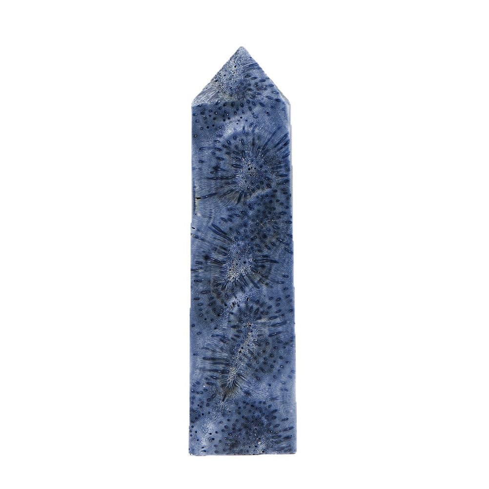 QWZTAEOZA Blue Coral Single Pointed Column Crystal Obelisk Point Wand for