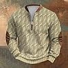 Mens Sweatshirts Male Chunky Knit Sweater Sweatshirt Zipper Long Sleeve Printed Collarless And Hoodless Sweatshirt (Light Yellow, XXL) #1