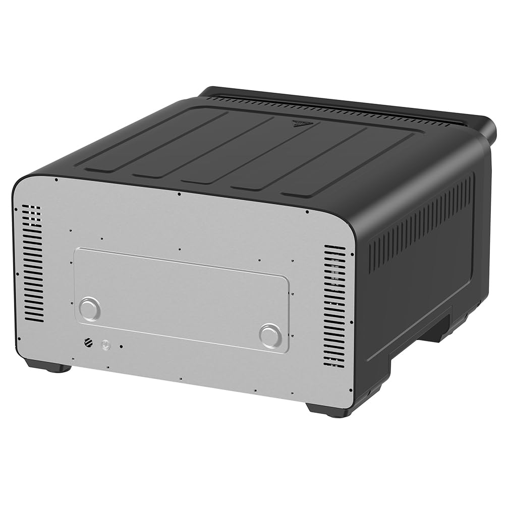 BAKAJI Forno Elettrico per Pizza Potenza 2200Watt, Pietra Refrattaria da 32 cm, Cottura in 3 Minuti, Calore Omogeneo 360°, Pizza Maker con Timer Regolabile, Temperatura 150-430°C, Nero