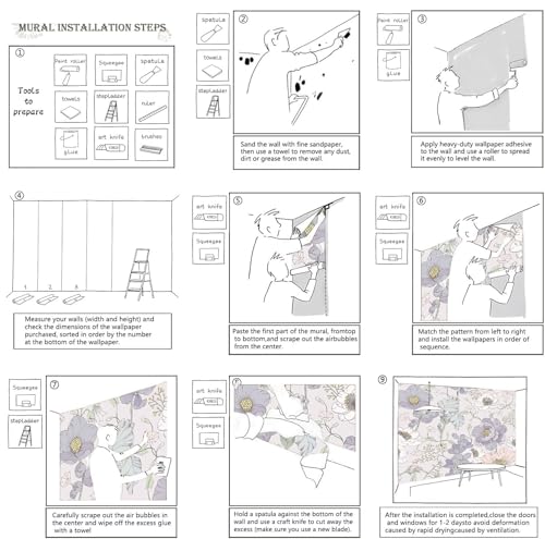 Papier peint intissé méduses pour masquer les défauts d'un mur de salon - 8