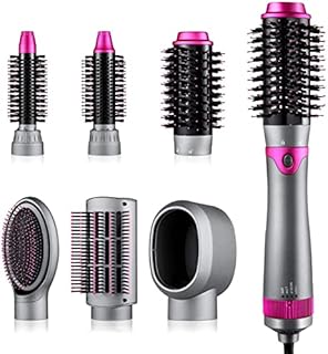 6 in 1 Hair Dryer Brush and Volumizer, Detachable Hair Dryer Styler, One-Step Hot Air Brush for Straightening Curling Drying Combing Scalp Massage Styling