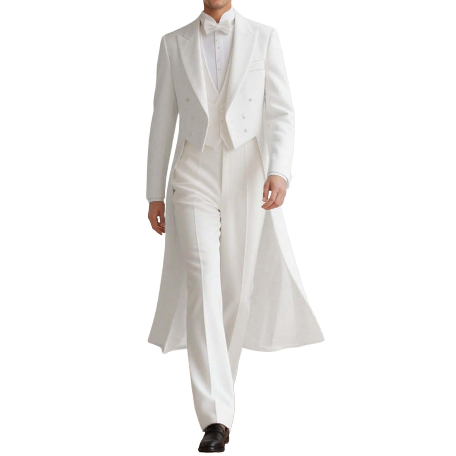 Frack - Giacca da uomo a punta doppia, stile vintage, lunga per smoking, giacca da matrimonio, blazer, giacca per feste, cosplay, abbigliamento lungo, blazer classico