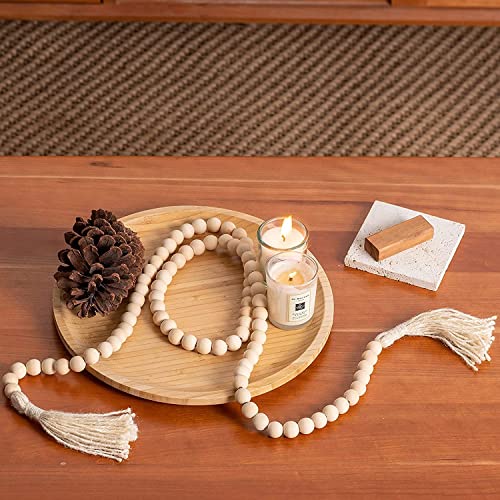 Meetyamor Wooden Beads, 58 Inch Farmhouse Wood Beads Garland For Boho Decor With Tassels, Christmas Garlands Rustic Country Decor For Coffee Table, Home, Living Room, Bedroom #TOP6