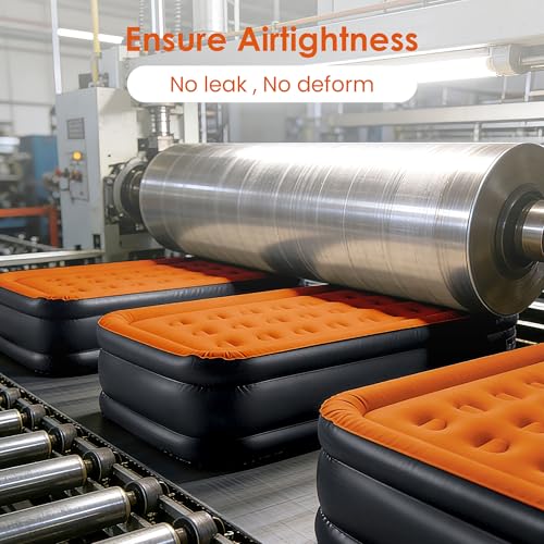 Lit gonflable portable Lamberia matelas orange noir 45 cm de haut - 8