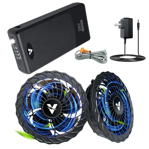 24V高出力ファン＆バッテリーセット 空調作業服 ファンバッテリーセット 28V超高出力 26000mAh大容量 日本