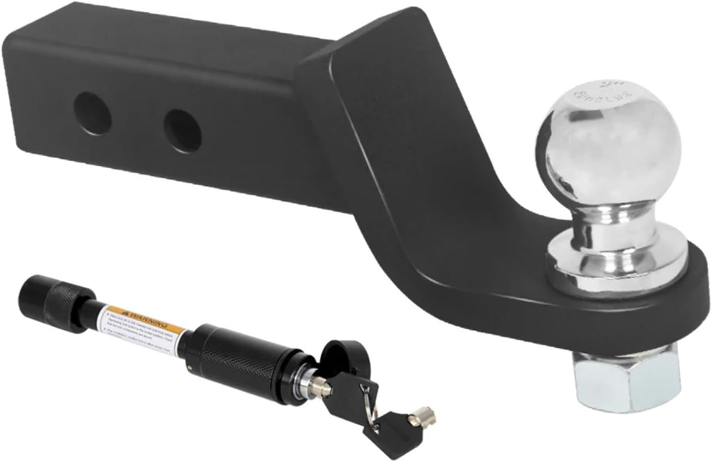 Trailer Arm 2inch 6000LBS Hitch Ball with Lock Pin Fixed 5cmx5cm Square Mouth Pipe Car Towing Accessories(Silvery)