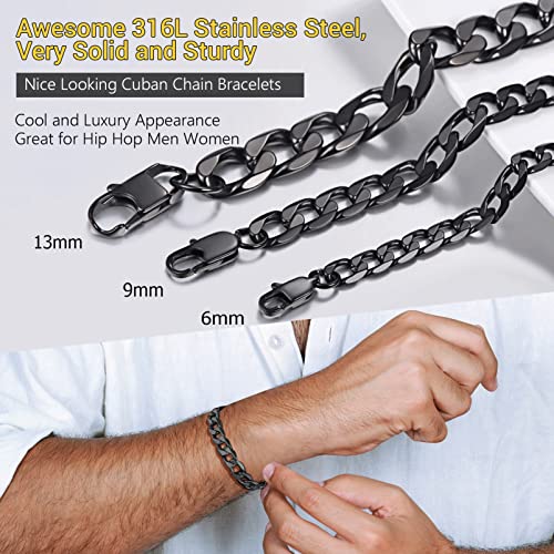 Prosteel Black Chain Bracelets Stainless Steel Stacking Layering Curb Chain Cuban Link Punk Rock Bracelet Men Women Jewelry Gifts #TOP2