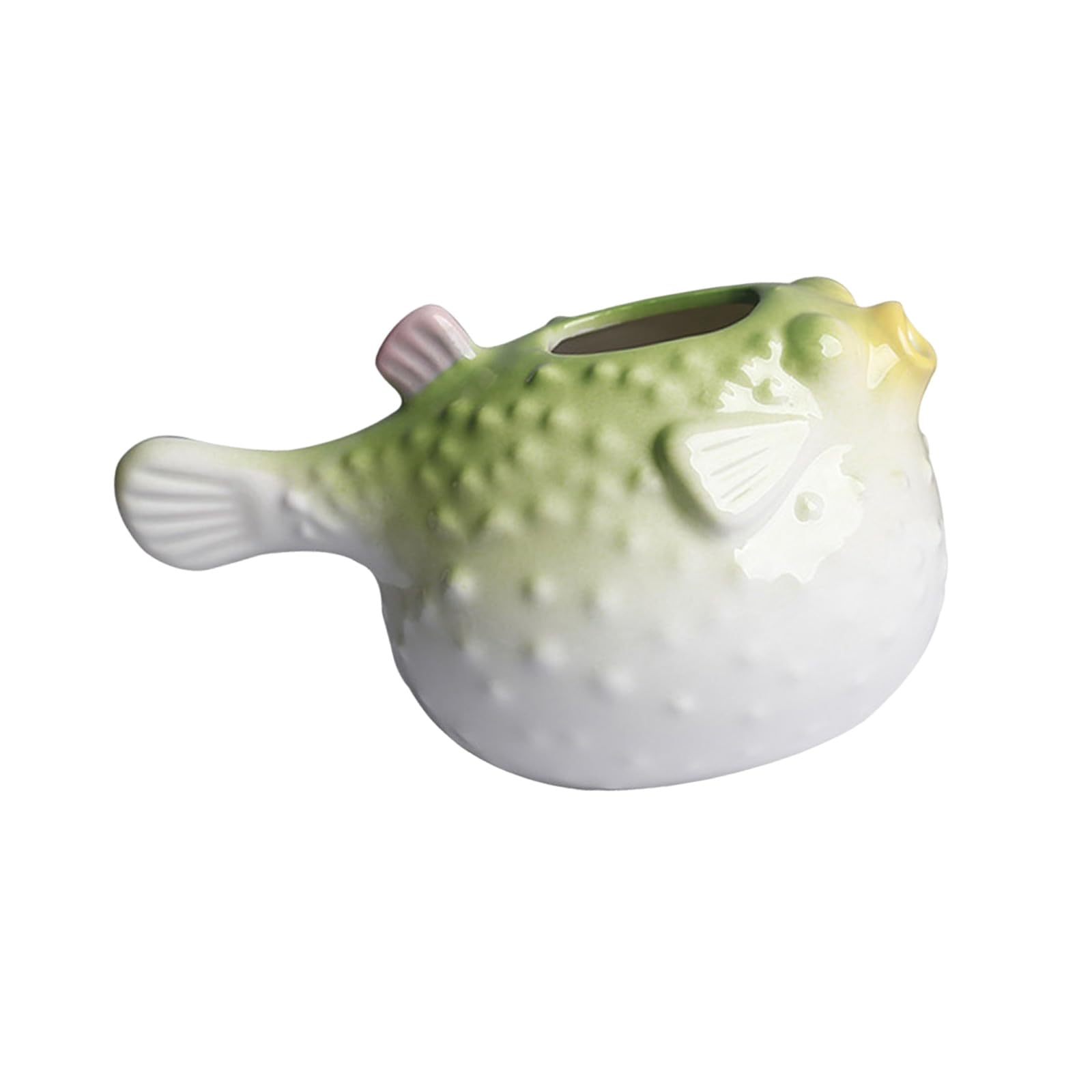 APGLSXY Pufferfish Shape Ceramic Planter Vase Small Succulents Pots for Desk Shelf Windowsill and Tabletop Home Decors Small Planter