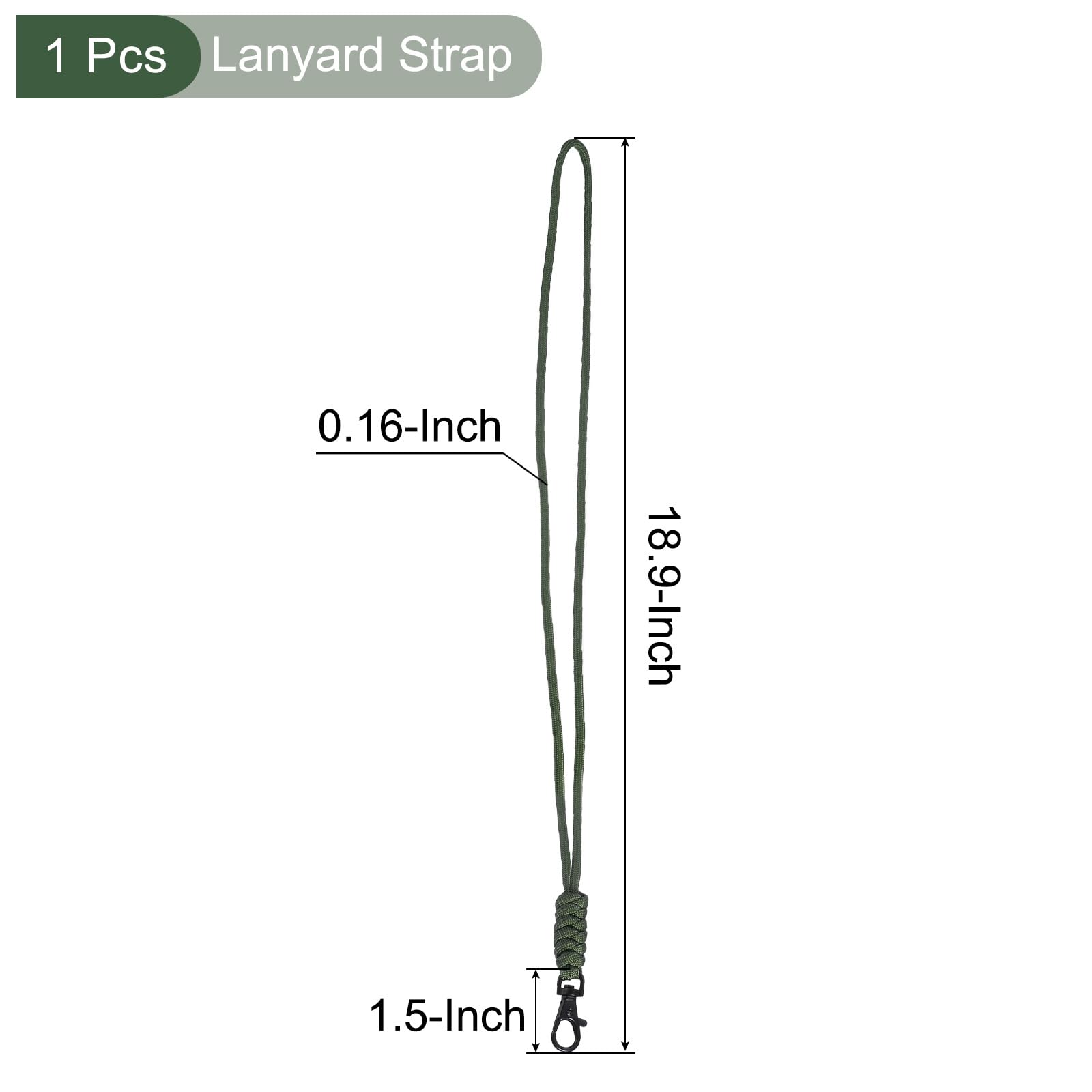 YOKIVE 1 Pcs Paracord Lanyard with Lobster Clasps, Necklace Keychain Cord Metal Hooks Straps, Green, 19 Inch - Image 2