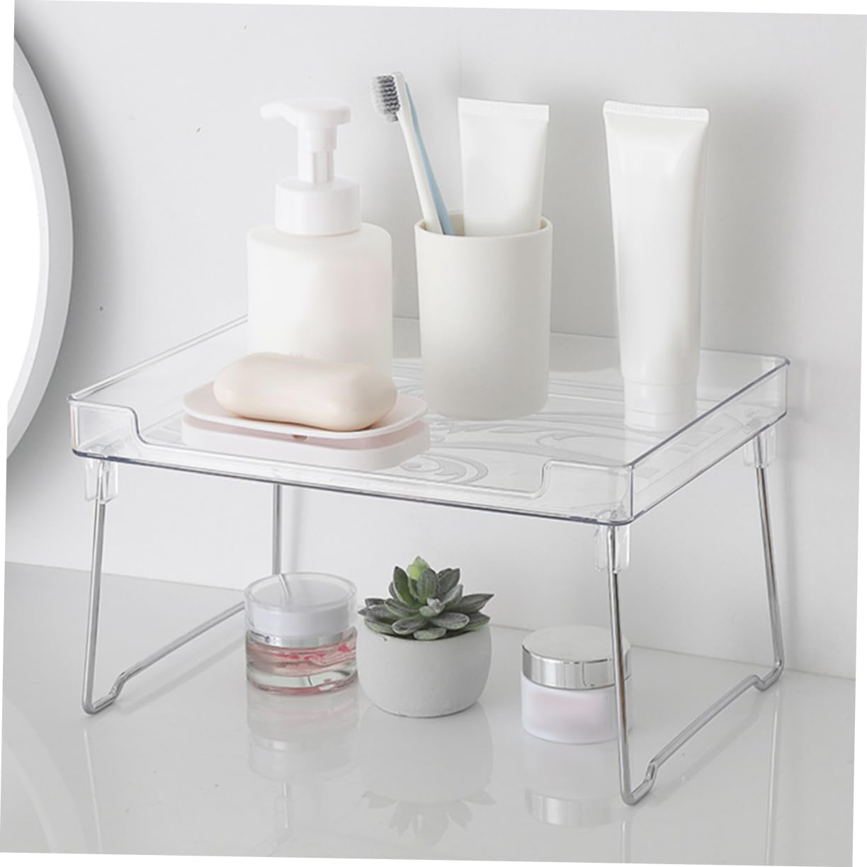 Hemobllo 2pcs Organisateur de Porte-épices en Acier Inoxydable et Plastique Étagère à Épices pour Placard Charge Élevée Bureau et Salle de Bain