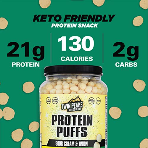 Twin Peaks Low Carb, Keto Friendly Protein Puffs Combo Pack, 1 Jug Sour Cream Flavor Puffs + 1 Jug Nacho Cheese Flavor Puffs #TOP4