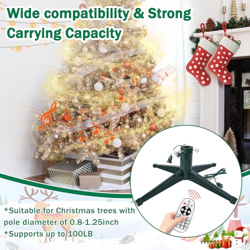 Axcoix HLCTS 𝐌𝐮𝐬𝐢𝐜𝐚𝐥 Rotating Christmas Tree Stand, Adjustable Tree Stands With Remote Control Music, Speed And Light, Artificial Christmas Tree Stand For Up To 8 Ft 100 Lb Tree thumb #5