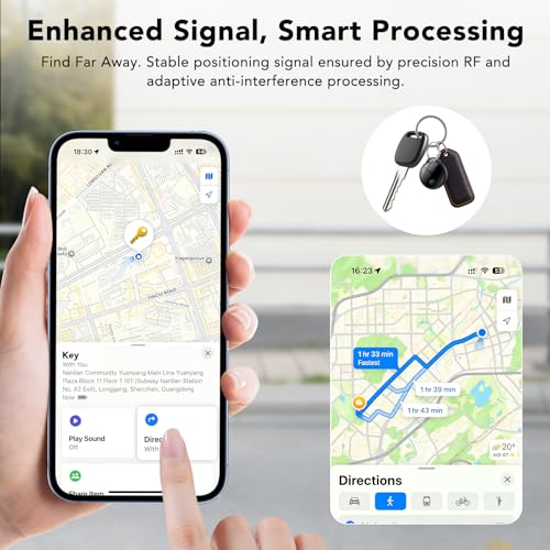 Image of Air Tracker Tags-4 Pack: Smart Bluetooth Tracker, Compatible with Apple Find My APP (iOS Only) Replaceable Battery, IP67 Waterproof, Suitable for Luggage, Wallets, Backpacks, Keys Tracking Tag, Black