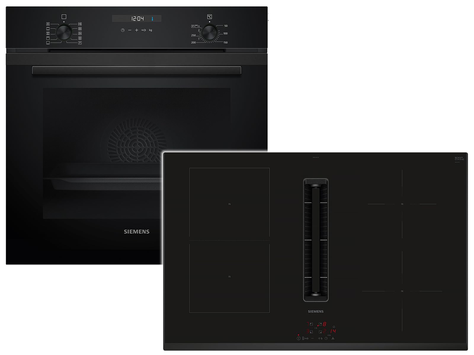 Siemens Set EQ527EA6BZ Set Backofen Deep Black Inox HB237GBB3 + Induktionskochfeldabzug ED851BS16E