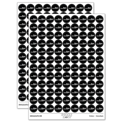 Trombone Music Instrument Silhouette 200+ Round Stickers - Matte Finish - 0.50