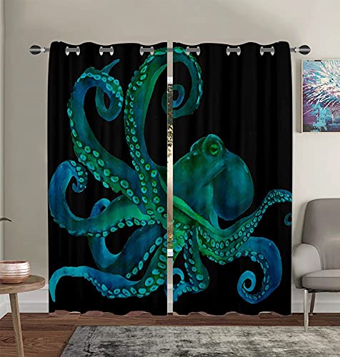 Nextchange Ocean Animal Print Window Curtains For Bedroom Octopus Tentacles Room Decoration Marine Life Themed Curtains - Thermal Insulated Room Curtains For Living Room, 2 Window Curtain Panels #TOP30