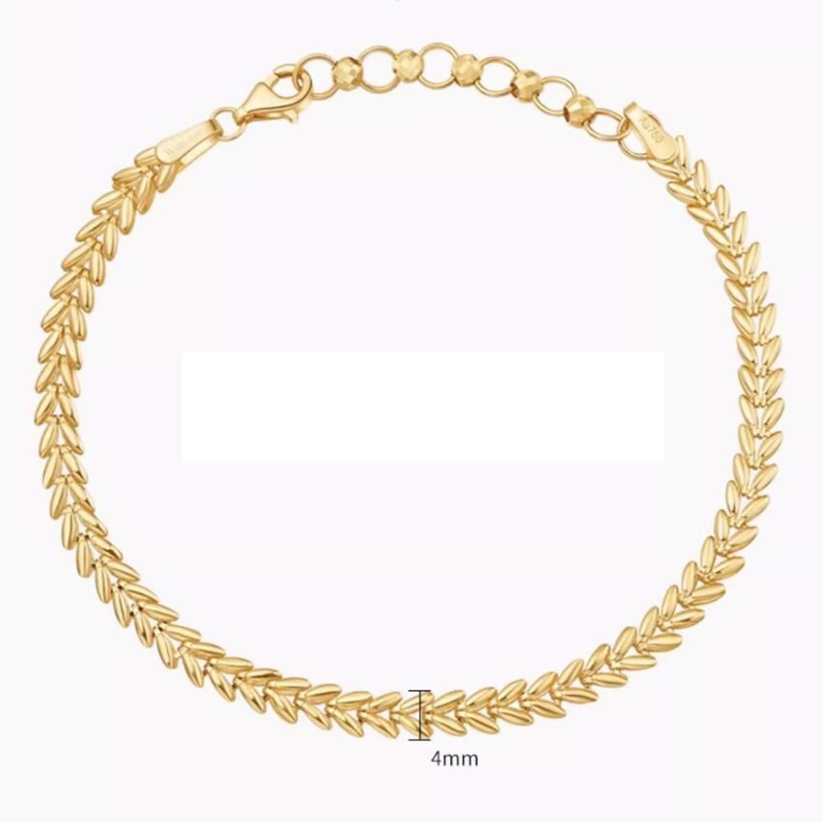 Bracciale Donna Oro 375/585 / 750, Catena di Grano 4 MM, Regolabile 16 CM + 5 CM, Bracciali Catena Donna Oro