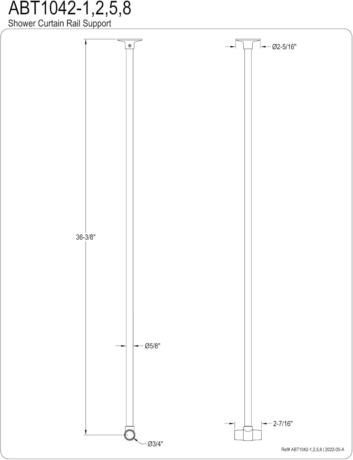 Polished Brass Shower Curtain Rail Support