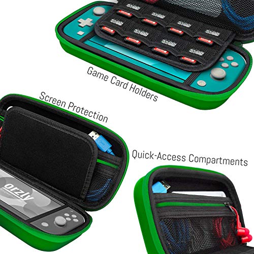 Image of Orzly Carry Case for Nintendo Switch Lite - Portable Travel Carry Case with storage for Switch Lite Games & Accessories [Green]