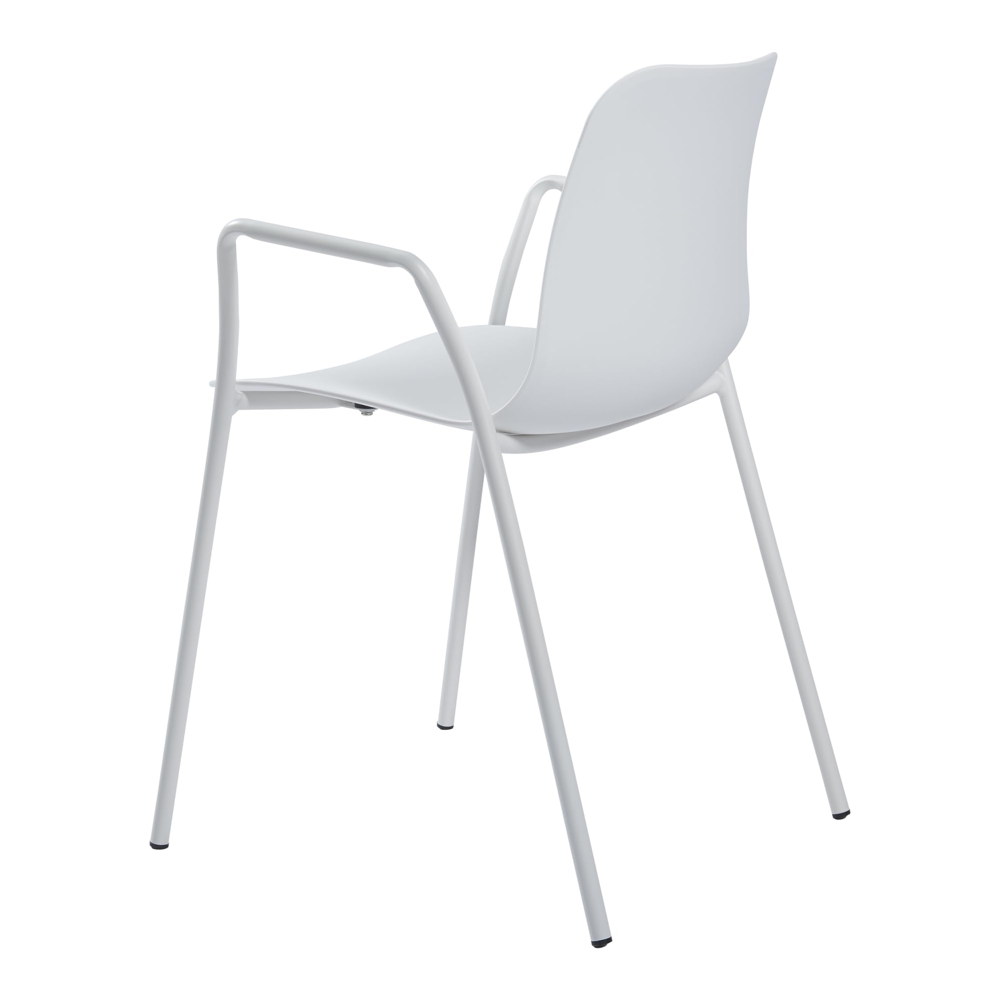 [en.casa] Silla de Comedor con Reposabrazos y 4 Patas máx. 130 kg Silla de Cocina Salón Plástico y Metal 80 x 58 x 52 cm - Blanco