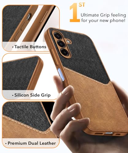 Image of Jkobi Back Cover Case for Samsung Galaxy A17 | Samsung F17 | Samsung M17 5G (Dual PU Leather Stitch | Professional Minimalist | Soft and Flexible)