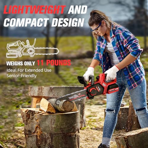Decerk 12US-12IN-SAW-RED Chainsaw Cordless, 12 Inch Electric Chain Saw With 21V Battery Powered thumb #6