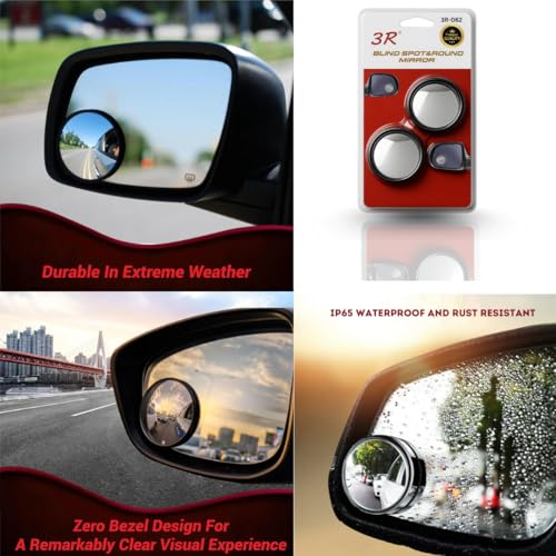 Image of DEZI 3R Blind Spot Mirrors HD Glass Car Accessories, 360 Safety Convex Rear View, Wide Angle Adjustable Mirror (2 Pcs) (3R-062, Round HD Convex)