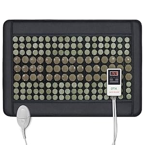 UTK Infrared Heating Pads for Back, Far Infrared Heating Pad for Pain Relief, Heating Pad with 108 Jade & 42 Tourmaline Stones, Fast Heat up, Carrying Bag Included, Mpro Size: 21×31 Inches