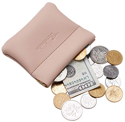 Image of Travelambo Leather Squeeze Coin Purse Pouch Change Holder for Men & Women