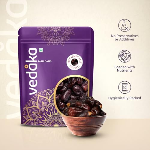Image of Amazon Brand - Vedaka Fard Dates | 1 Kg | 500 g x Pack of 2 | Omani Khajoor /Khajur | Preservative-Free | Natural Sweetener | Hygienically Packed