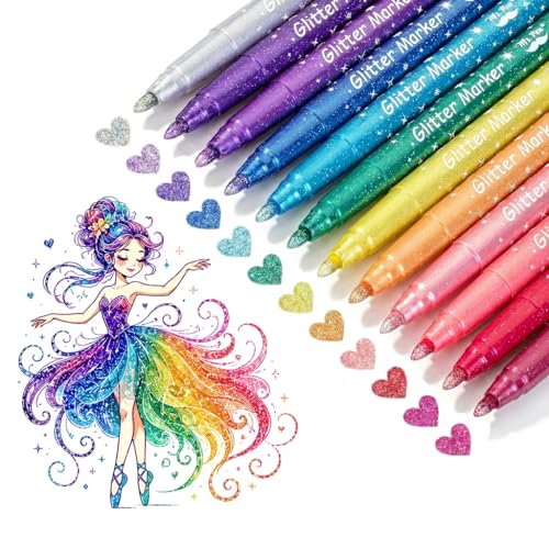 Mr. Pen- Glitter Marker Pens 12 Pack Assorted Colors Medium Tip