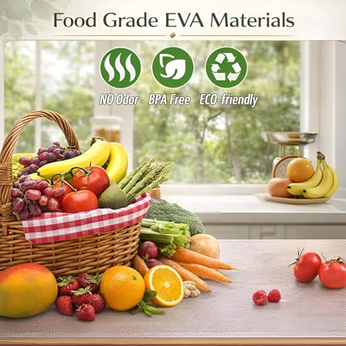Image of DALUCI Anti Skid Fridge Mats Roll 5 Meters (45 cm x 500 cm) | Drawer Mat for Kitchen Drawers, Shelves & Wardrobe | Food Grade EVA Anti Slip Shelf Liner, Washable, Diamond Pattern, White