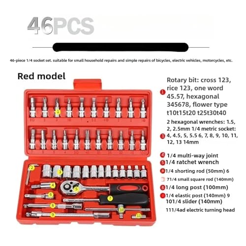 Kit de herramientas combinadas para reparación de autos 46 pzas miniatura 5