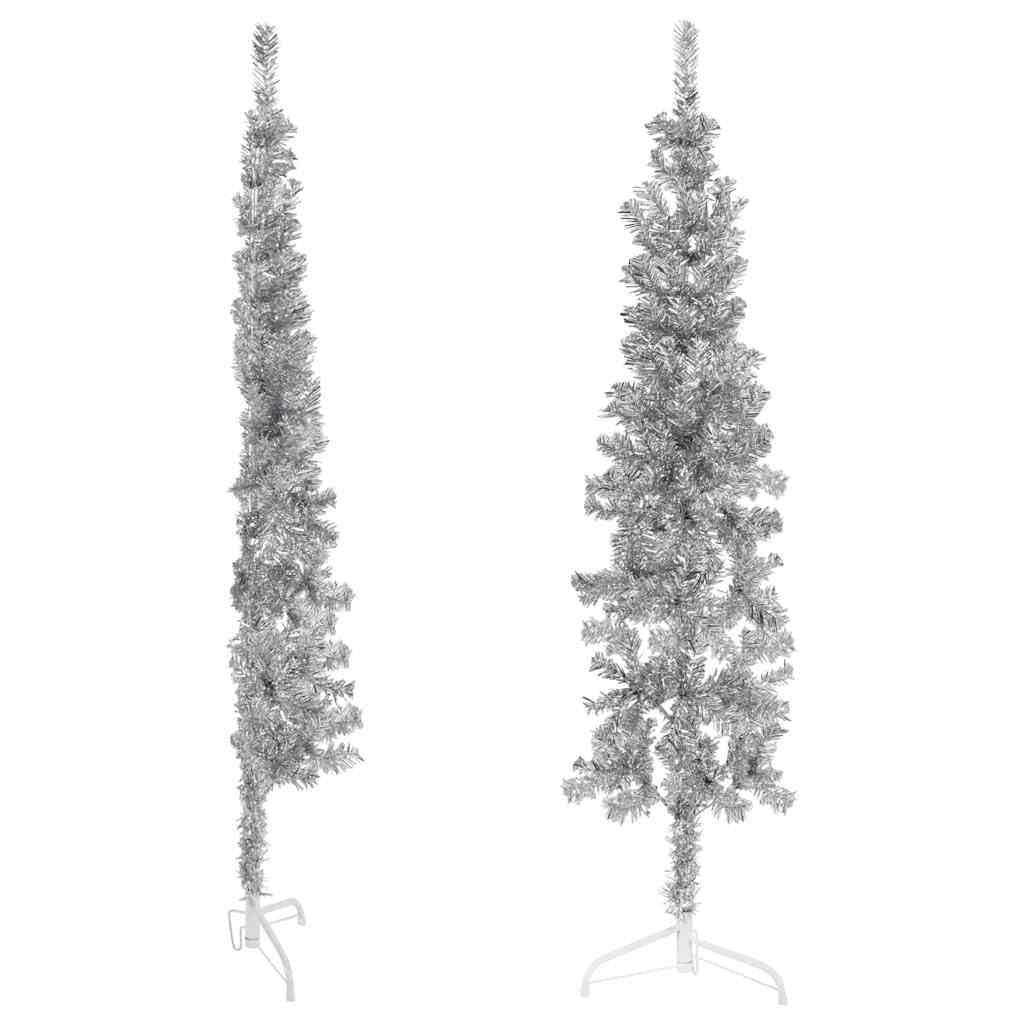 Árbol de Navidad artificial de 150 cm con 176 puntas, para salón, pasillo, balcón, ahorro de espacio, con soporte estable de acero y PVC