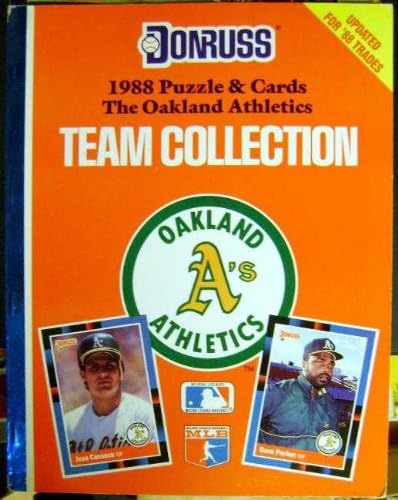 Oakland A's Donruss Baseball Card Book autographed by Dave Henderson, Don Baylor, Luis Polonia, Walt Weiss, & Glenn Hubbard