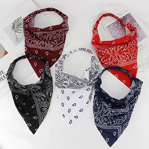 Tobatoba TOBATOBA-EF5308 Hairband, 5 Pcs Bandanas For Women Elastic Headbands, Hair Kerchief Head Scarf, Non Slip Paisley Headbands Hair Accessories thumb #6